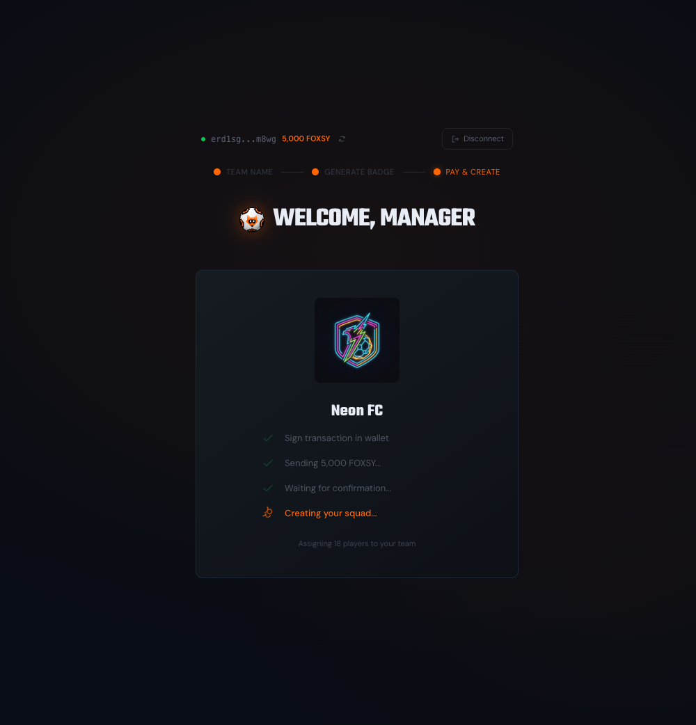 Sign in wallet for the registration transaction